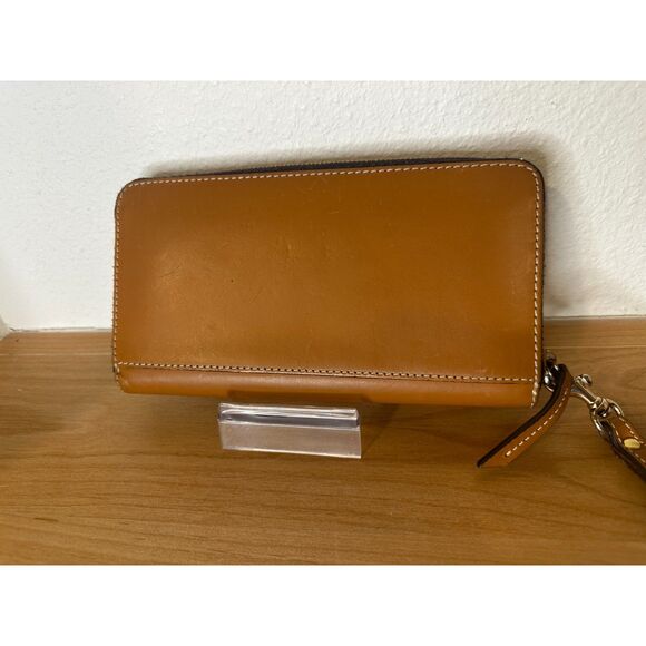 Dooney & Bourke Natural Beacon Vachetta Leather Zip Around Wallet EUC - Picture 2 of 6